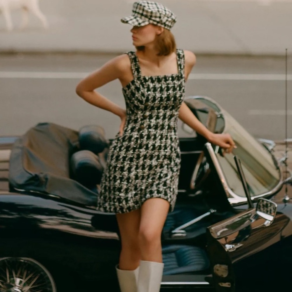 NWT Anthropologie Maeve Tweed Houndstooth Plaid Mini Sheath Dress